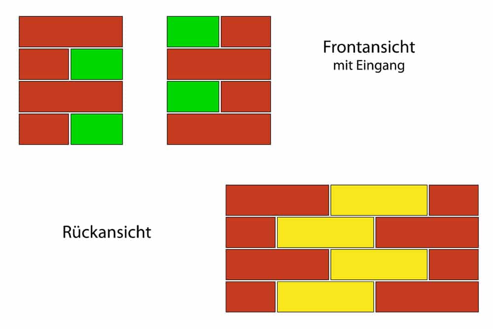 Igelhaus Bauanleitung Vorderansicht Rückansicht