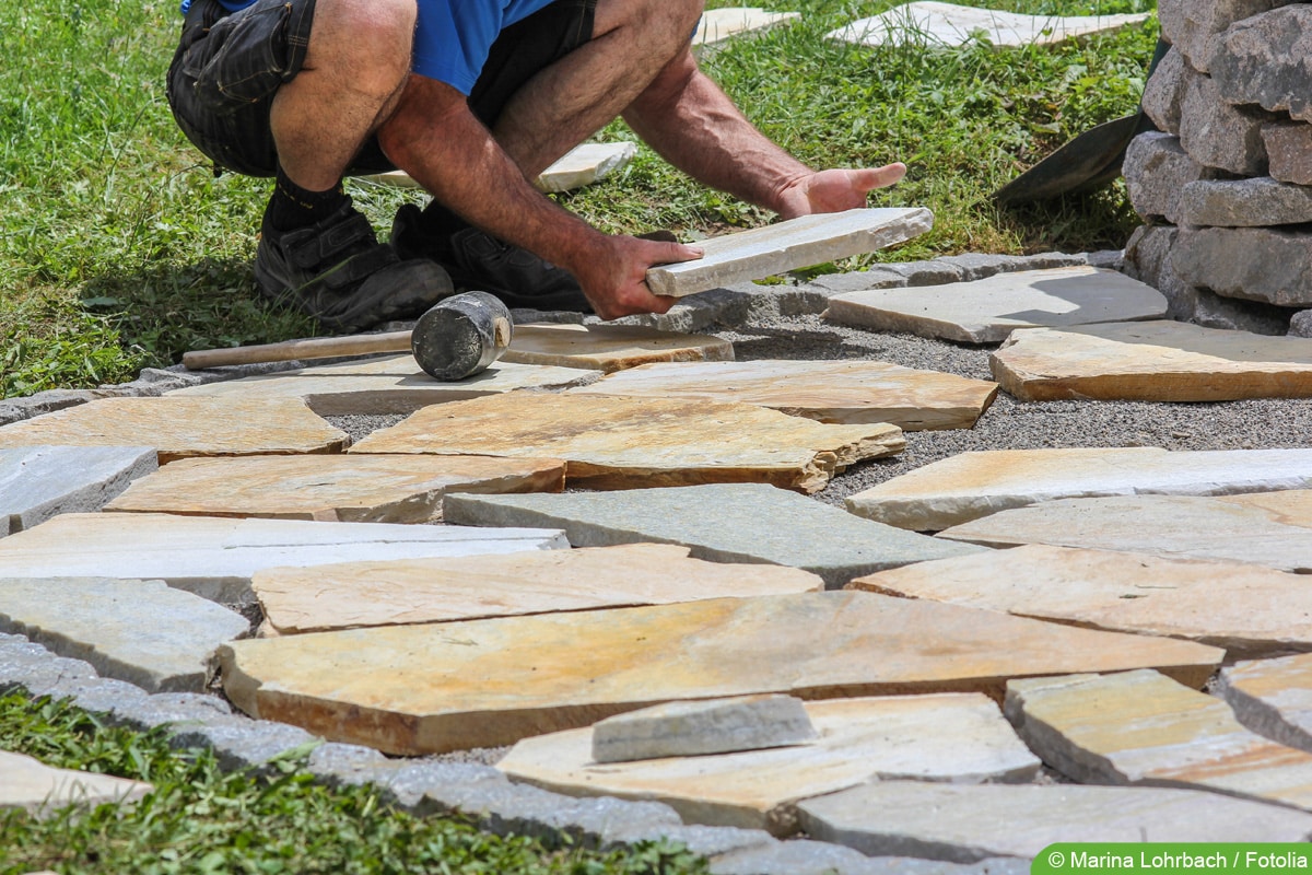 Polygonalplatten verlegen: Maß nehmen