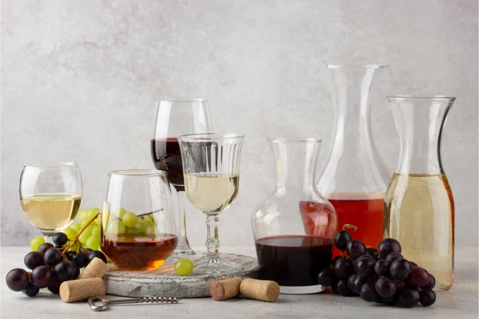 verschiedene Weinsorten in Gläsern